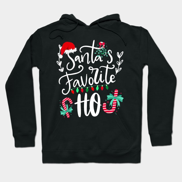 Santas Favorite Ho Funny Christmas Santa Hat Xmas Pajamas Hoodie by nadenescarpellos